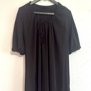 COS Women Black Pleated Maxi Dress with Puff Sleeves Dress Size 4